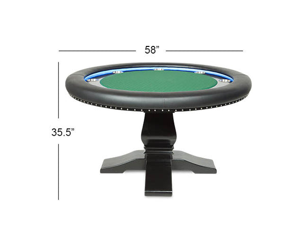 “The Burbank” Poker Table - LED Lighted - Custom Built In USA (Dining Top Option)