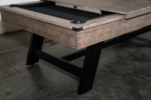 “Hunter” 7FT & 8FT POOL TABLE (Antique Finish - Metal Legs) Dining Top Option By Nixon Billiards