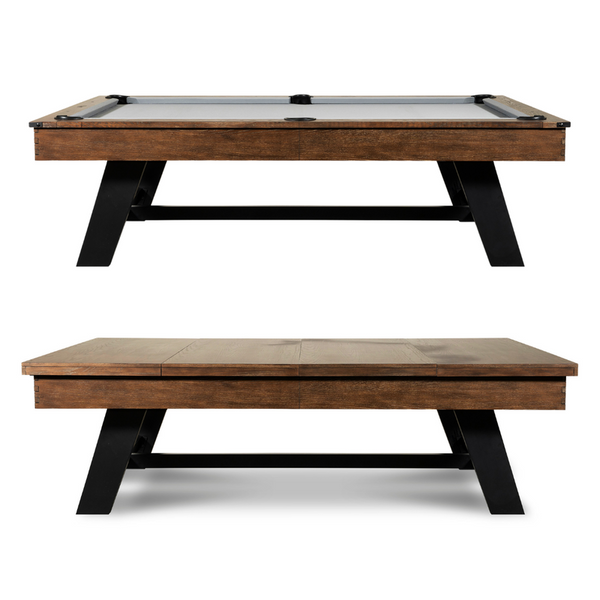 “Hunter” 7FT & 8FT POOL TABLE (Brushed Walnut Finish - Metal Legs) Dining Top Option By Nixon Billiards