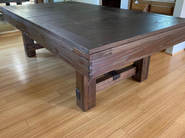 “RUSTIC” 8FT POOL TABLE (Brown Or Grey Finish) Dining Top Option