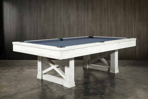 “STABLE” 7FT & 8FT POOL TABLE (White Wash Finish) Dining Top Option