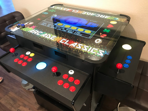 Classic Arcade Machine Cocktail Table 3 Sided - Tilt Up Screen - Trackballs