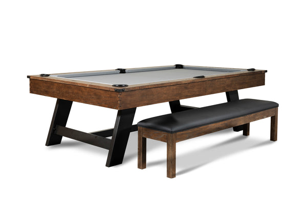 “Hunter” 7FT & 8FT POOL TABLE (Brushed Walnut Finish - Metal Legs) Dining Top Option By Nixon Billiards