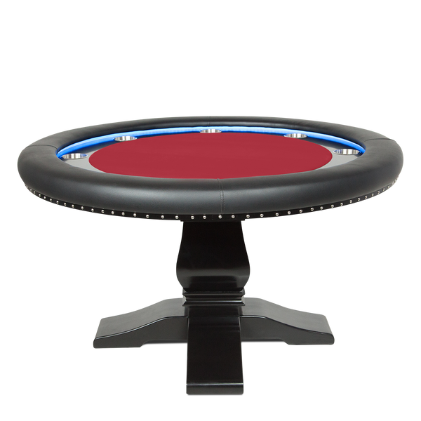 “The Burbank” Poker Table - LED Lighted - Custom Built In USA (Dining Top Option)