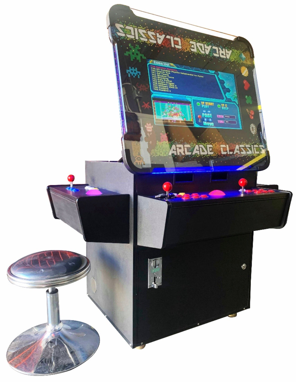 Classic Arcade Machine Cocktail Table 3 Sided - Tilt Up Screen - Trackballs