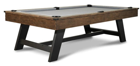 “Hunter” 7FT & 8FT POOL TABLE (Brushed Walnut Finish - Metal Legs) Dining Top Option By Nixon Billiards