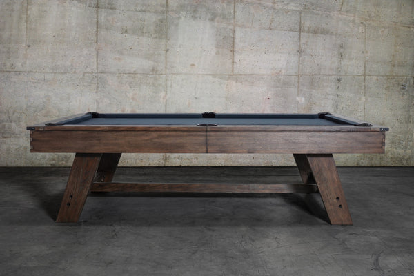 “Hunter” 7FT & 8FT POOL TABLE (Brushed Walnut Finish - Wood Legs) Dining Top Option By Nixon Billiards